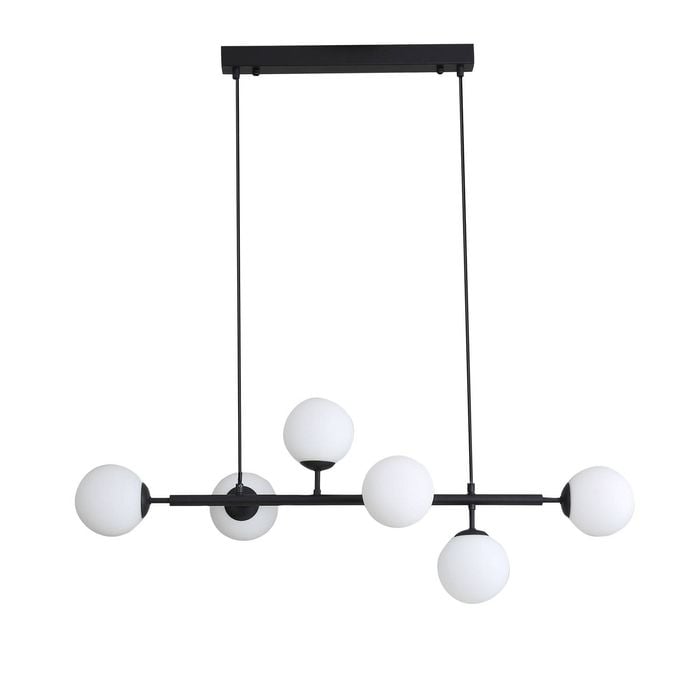 Oriel Lighting Eva 6 Light Opal Glass Pendant Light Black