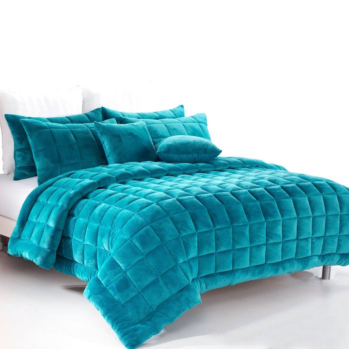 Alastairs Augusta Faux Mink Quilt / Comforter Set Emerald Green - Super King
