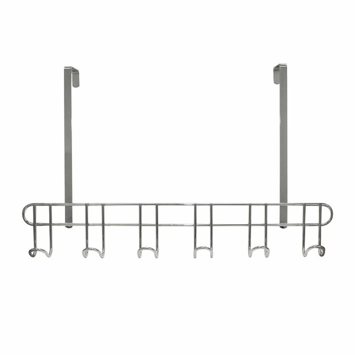 Adoored 6 Hook Chrome Over-The-Door Deco Hook Rack