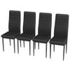 Advwin Set of 4 Dining Chairs Padded Seat Leather Black
