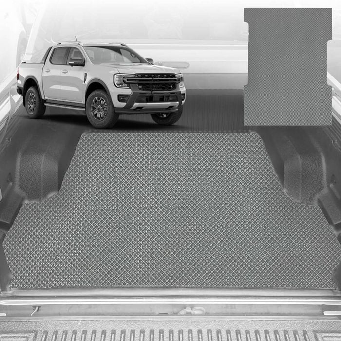 6D Diamond Ute Tub Mat for Ford Ranger (PX3 Dual Cab Ute) 2018-2022 (with Spray on Liner or no Liner) - Grey
