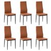 Oikiture 6PCS Dining Chairs High-Back Kitchen Chair Padded Faux Leather Brown