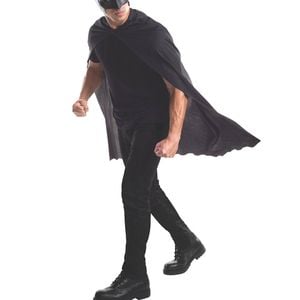 DC Batman Cape & Mask Set for Adults, Superhero Halloween Costume Kit – Black, Standard