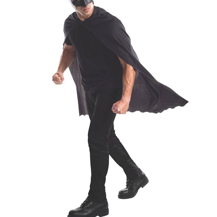 DC Batman Cape & Mask Set for Adults, Superhero Halloween Costume Kit – Black, Standard