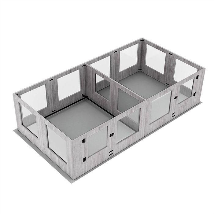 BingoPaw 14 Panels Tempered Glass Puppy Whelping Box with Anti-Squeeze Rails Extra Large Indoor Pet Playpen 239.2x120x60cm