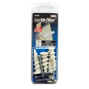 Cobra 4.0mm Wall Driller Nylon Anchor Screws - 4 Pack