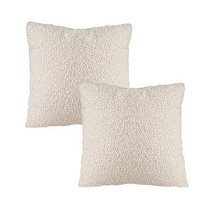 SOGA 2X Boucle Textured Cushion 50cm Cream White Soft Cozy Decorative Throw Pillow