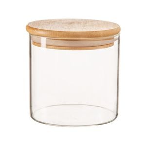 Argon Tableware Scandi Glass Storage Jar with Wooden Lid - 550ml