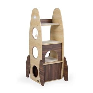 Costway 120 Cm Wooden Cat Tower Rocket Cat Tree 2-storey Condo