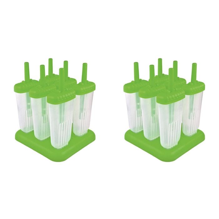 2x 6pc Appetito Home Kitchen Groovy Ice Pop Mould Green