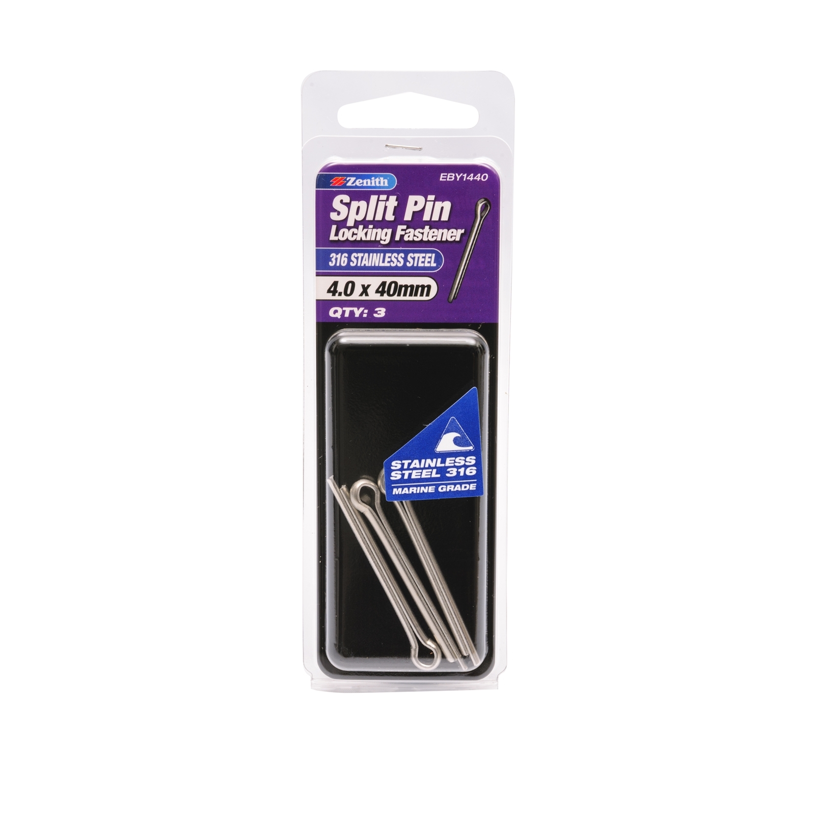 Zenith 4.0 x 40mm 316 Stainless Steel Split Pin - 3 Pack product image