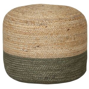 Ombre Hand Braided Jute Cotton Pouf Ottoman - Jute Olive