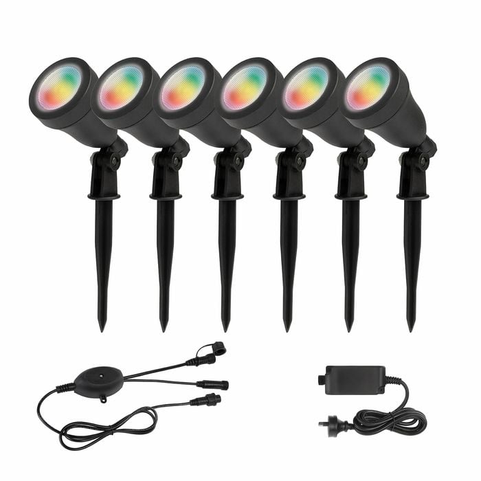 Brilliant Colour LED Corymbia Spot / Pond Smart DIY Garden Light Kit - 6 Pack