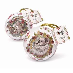 Banksia Red Christmas Koala Or Kangaroo Bauble Tin - Handmade Rock Candy 70g