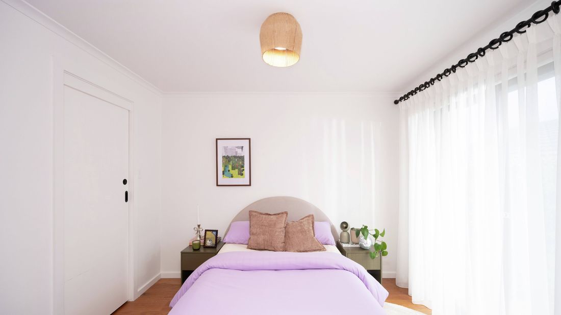 room with pendant lights