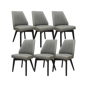 Shelby Set of 6 Dining Chair Genuine Leather Solid Rubber Wood Frame