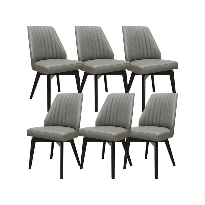 Shelby Set of 6 Dining Chair Genuine Leather Solid Rubber Wood Frame