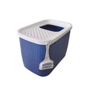 Yes4pets Xxl Top Entry Cat Litter Box No Mess Large Enclosed Covered Kitty Tray Dark Blue