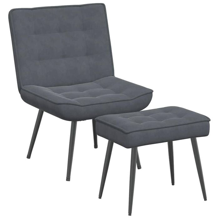 vidaXL Relaxing Chair with Stool Dark Grey Velvet chair dining chair