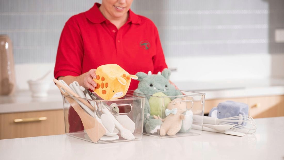 Sorting and organising soft toys for young children