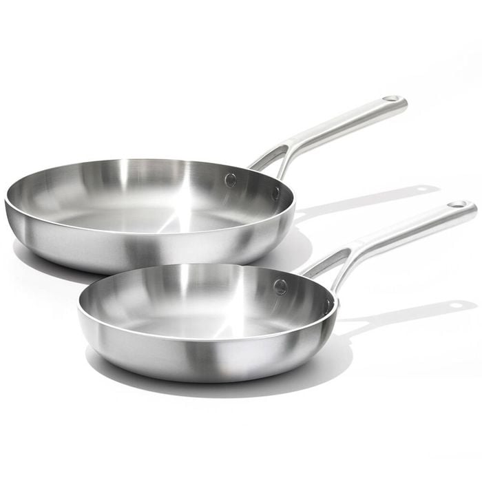 2pc OXO Stainless Steel Mira Series Frypan Cooking Set Silver