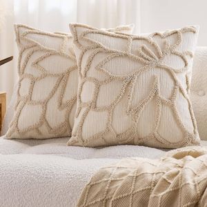 Gioia Casa 2-Pack Tufted Rose Cushion Covers 45cm x 45cm - Beige