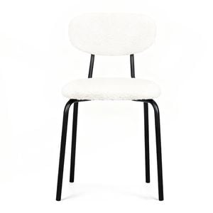 Ufurniture Dining Chairs Set of 4 Sherpa Fabric Kitchen Chair with Cushion Backrest & Metal Legs Beige