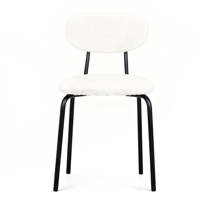 Ufurniture Dining Chairs Set of 4 Sherpa Fabric Kitchen Chair with Cushion Backrest & Metal Legs Beige