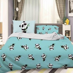 3D Blue Panda Quilt Cover Set Bedding Set Pillowcases 63
