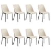 Oikiture Set of 8 Dining Chairs Chenille Fabric Beige