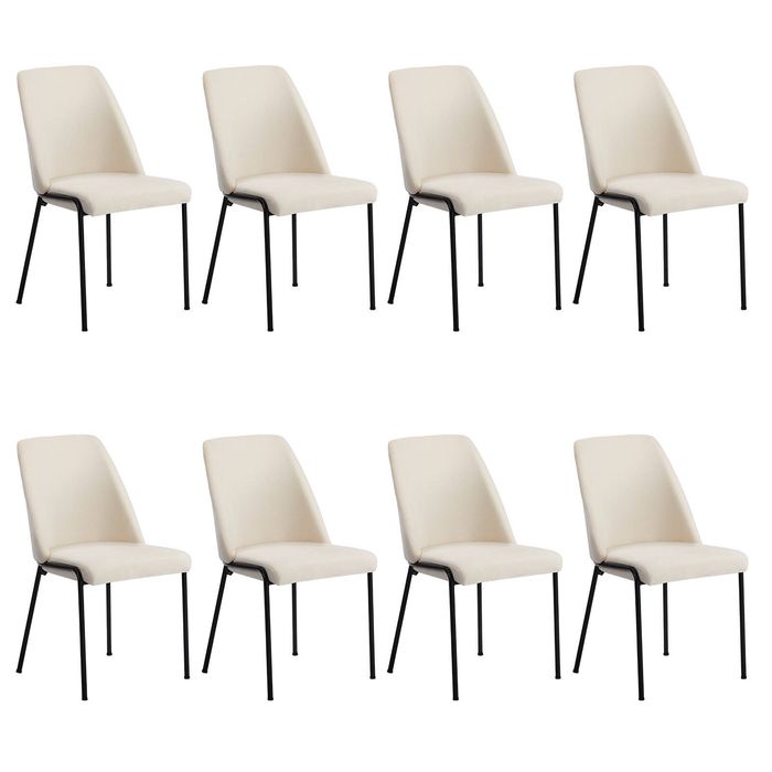 Oikiture Set of 8 Dining Chairs Chenille Fabric Beige
