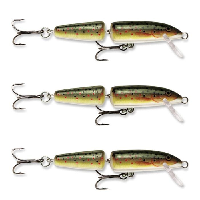 3x Rapala 5cm Jointed Shallow Diver Hard Body Fishing Lures - Brown Trout