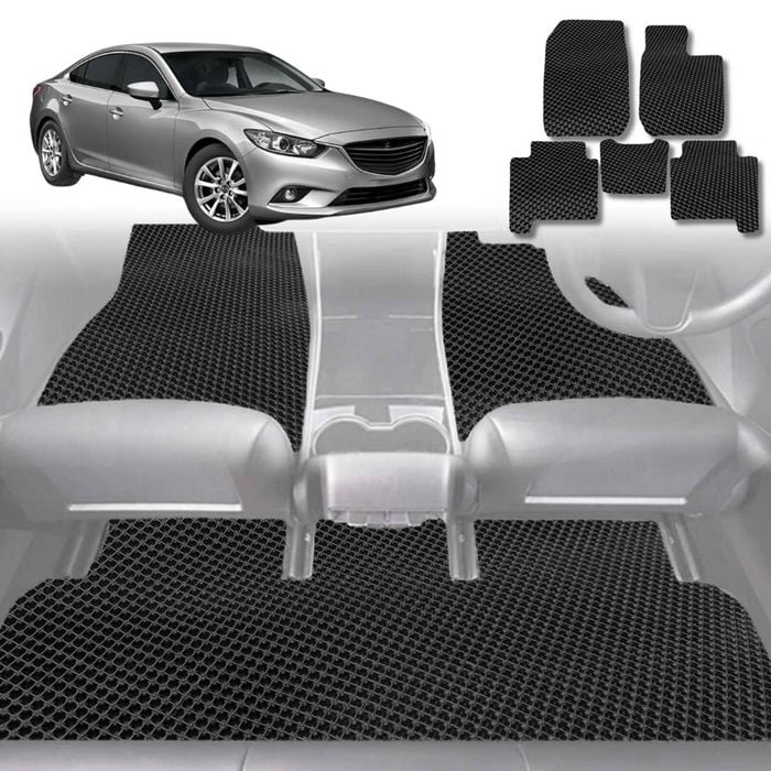 6D Diamond Car Floor Mats for Mazda 6 2008-2012-Full Set-Black-Outback GT