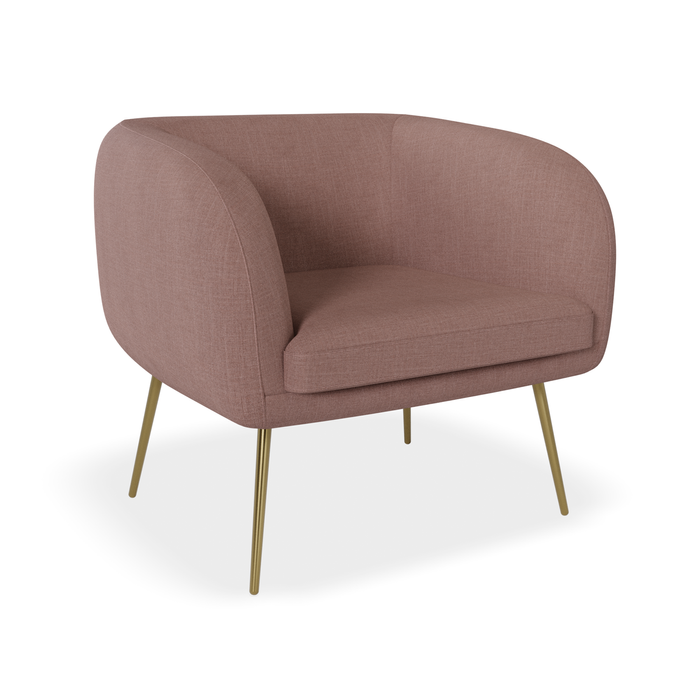 Amour Soft Pink Armchair - Brushed Matt Gold Legs