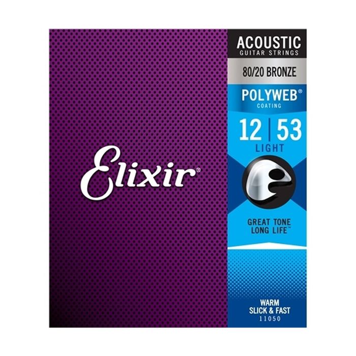 Elixir #11025 Acoustic Polyweb Guitar Instrument String 80/20 Bronze 12-53 Light