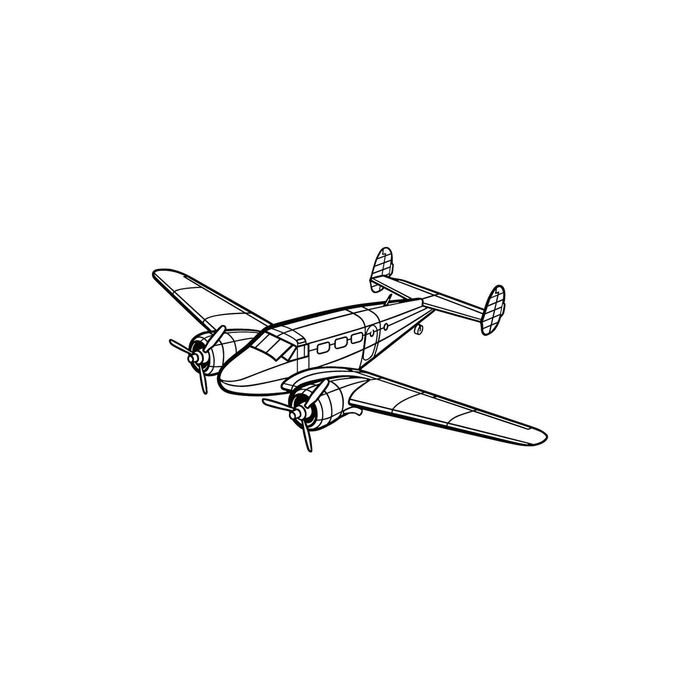 Ignite Laser Beechcraft Model 18 - Classic Twin-Engine Aircraft Silhouette Metal Wall Art Rustic Metal 47 inch - 120 cm