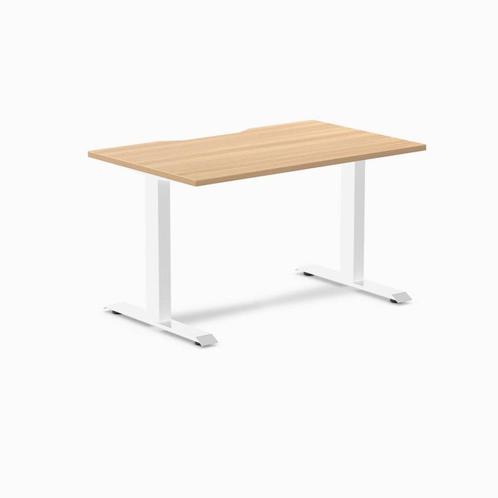 Desky Fixed Height Scalloped Melamine Office Desk White Frame 120cm