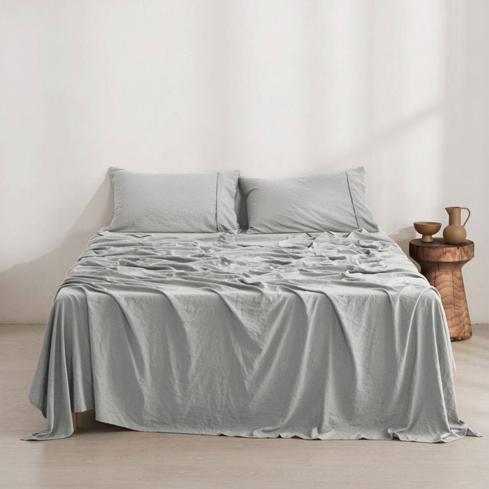 Dreamaker Superfine Washed Microfibre Sheet Set Dove Grey Double Bed