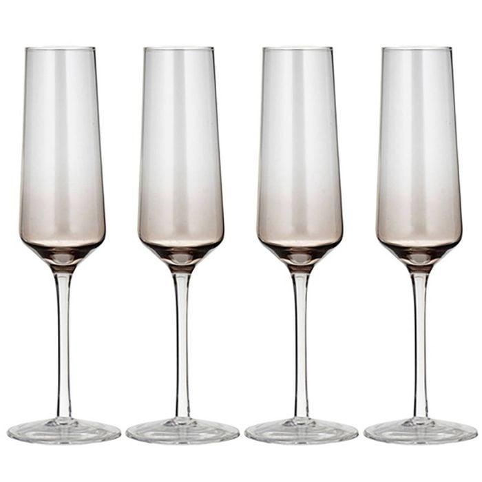 Ladelle Prism Set of 4 Champagne Glasses - Noir