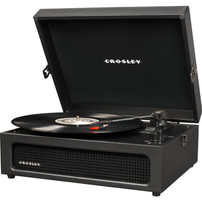 Crosley Bluetooth Portable Turntable Voyager Black Plays 3 Speeds Criw8017b-Bk4