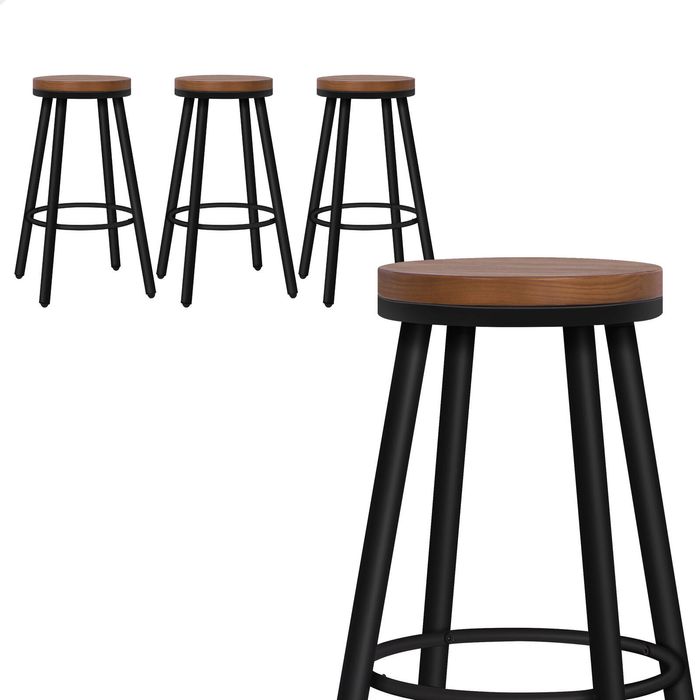 ALFORDSON Set of 4 Bar Stools Retro Kitchen Vintage Chair Industrial Rocio Black