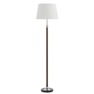 Telbix Belmore Contemporary Standing Floor Lamp Light Metal Fabric Walnut White