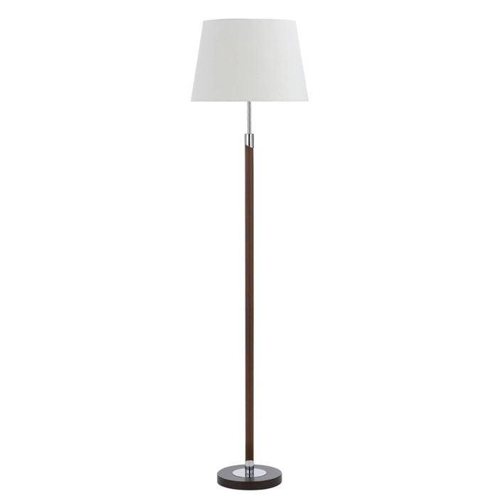 Telbix Belmore Contemporary Standing Floor Lamp Light Metal Fabric Walnut White