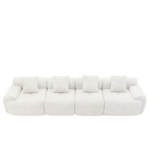 Advwin 354cm 4 Seater Sofa Corduroy Modular Foam Cloud Couch Lounge Compressed Sofa No Assembly Beige