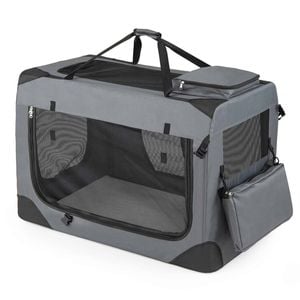 Costway 91cm Collapsible Dog Crate Portable Pet Travel Kennel Cat