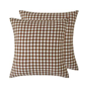 Gioia Casa Yarn-Dyed Vintage Washed Cotton European Pillowcases - Brown, 2 Pack