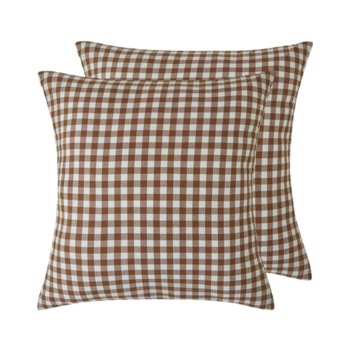 Gioia Casa Yarn-Dyed Vintage Washed Cotton European Pillowcases - Brown, 2 Pack