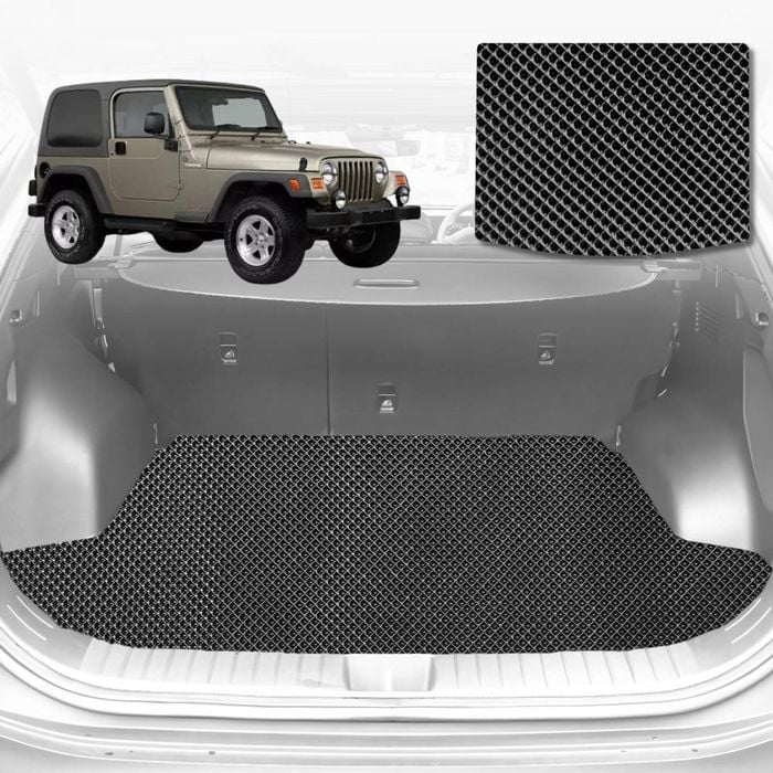 6D Diamond Car Boot Mat for Jeep Wrangler (TJ)1996-2006-Cargo Mat-Black-Outback GT