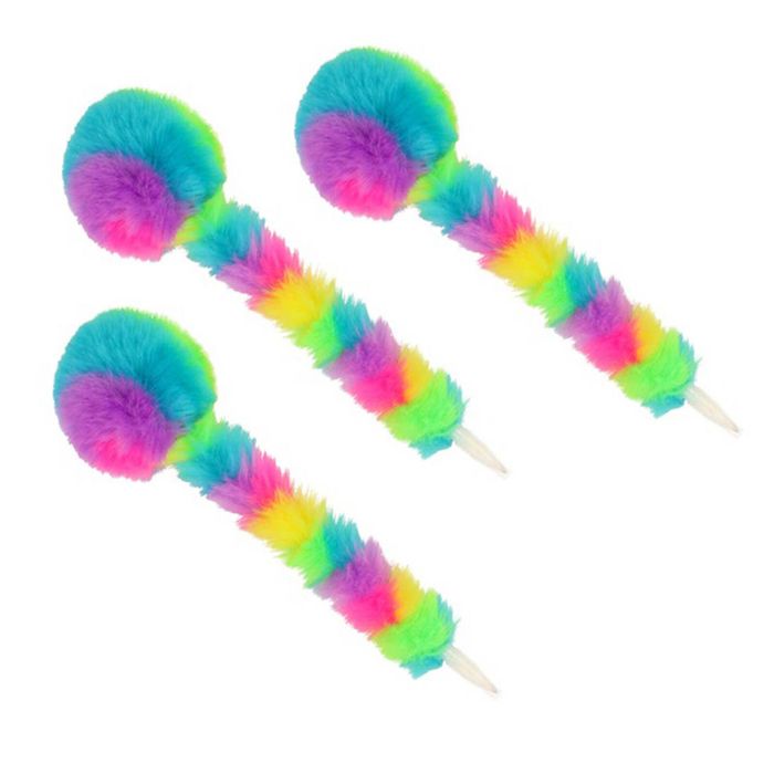 3x Gogopo Fluffy Neon Pen Arts Craft Fur Pompom Kids/children 21.5 Cm 3y+