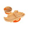 Tiny Dining Children's Bamboo Dinosaur Plate, Bowl and Spoon with Suction Cups - Segmented Design - Orange